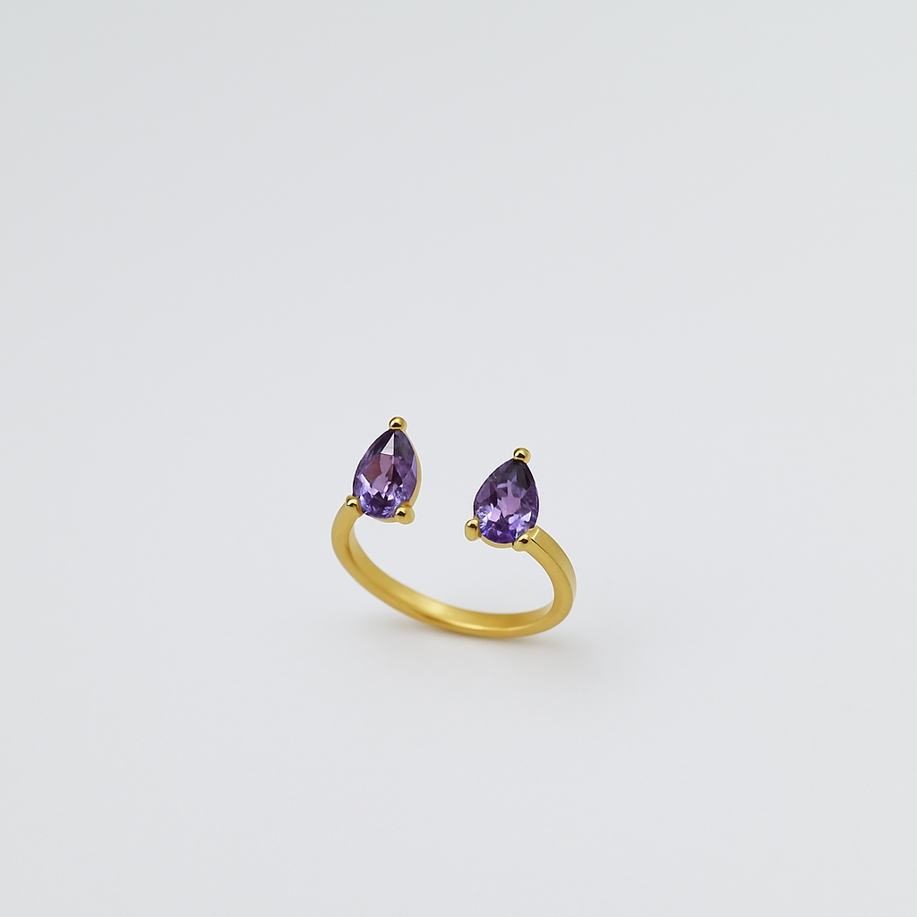 Pear Stone Pinky Ring