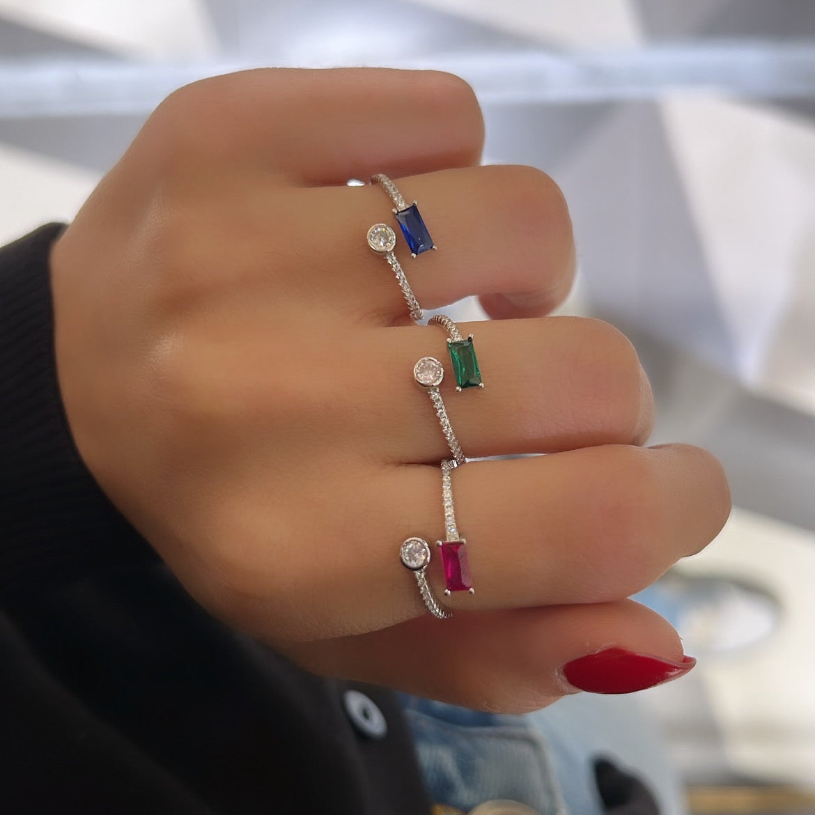 Simple Colored Stone Ring