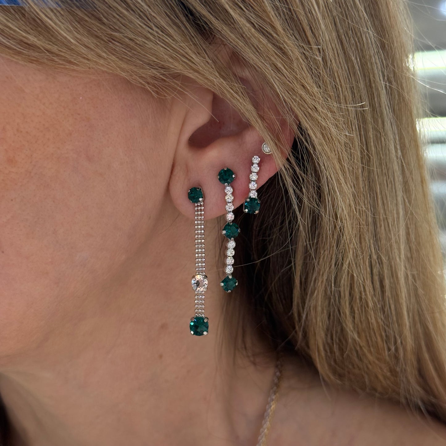 Swarovski Emerald Tennis Earrings