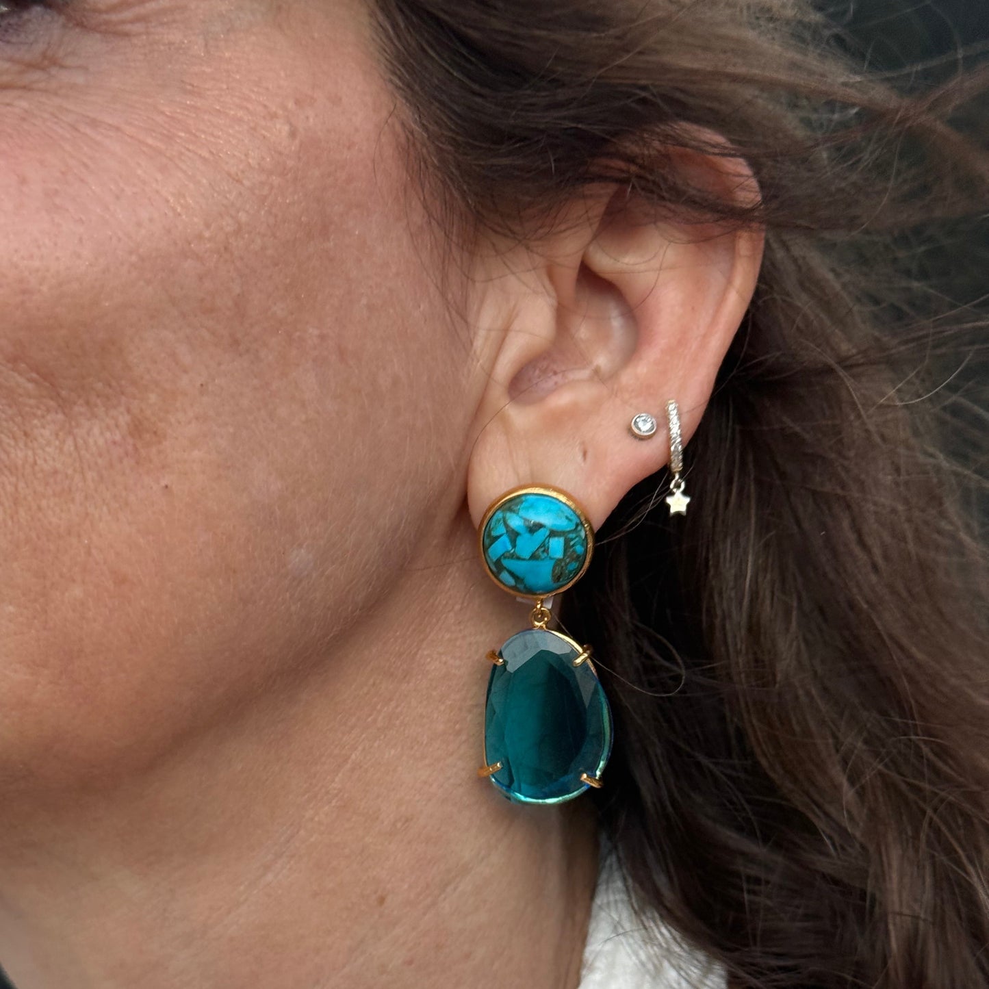 Turquoise & Aqua Stone Earrings