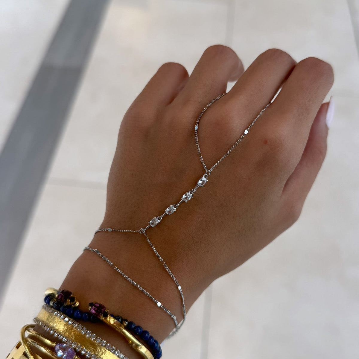 Oval Zircon Hand Chain