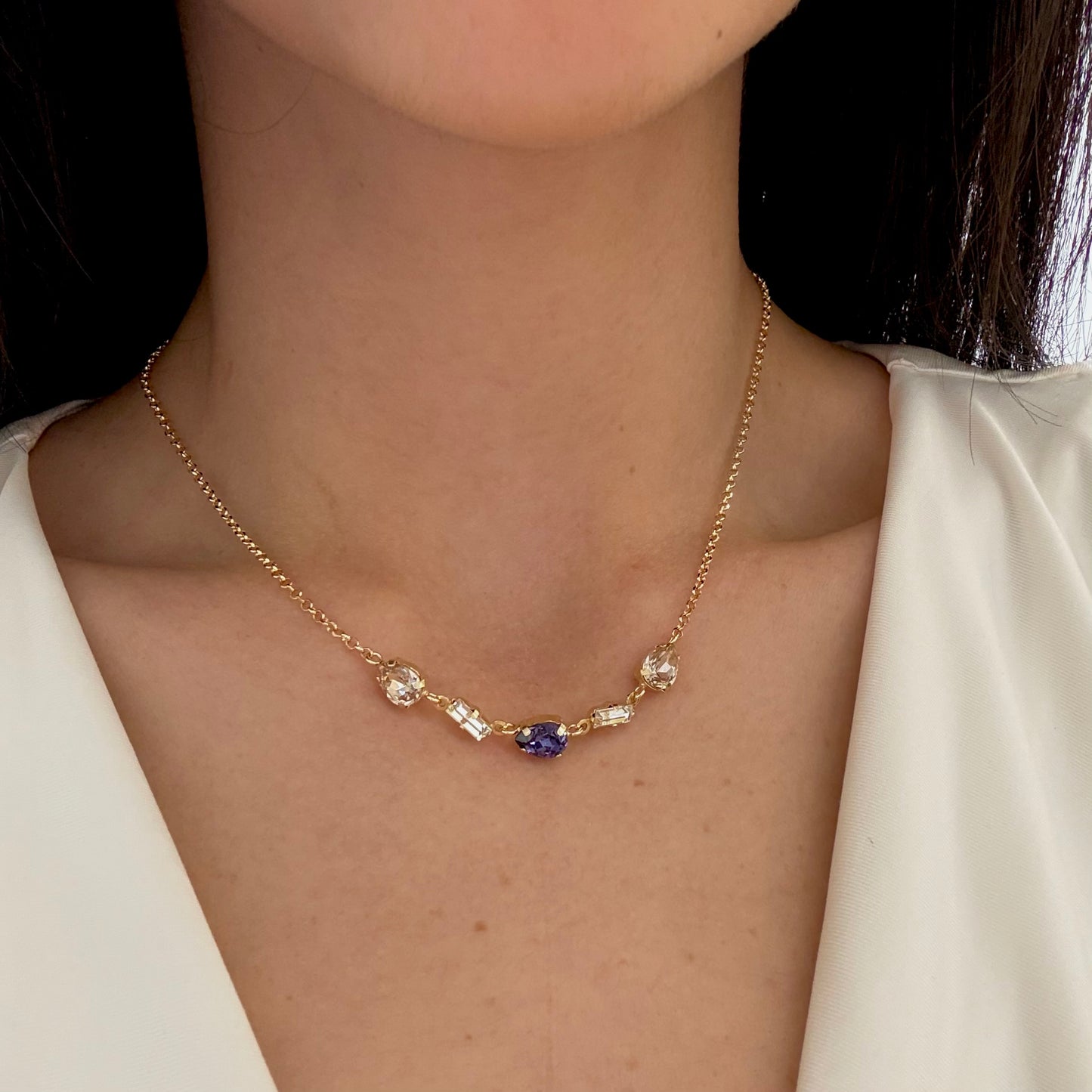 Purple & Honey Swarovski Sparkly Necklace