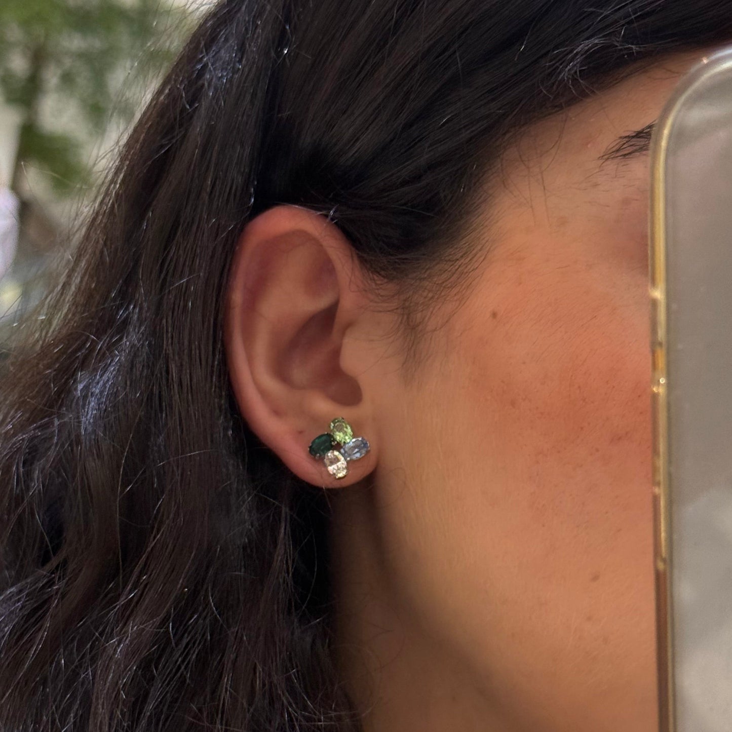 Green Cluster Swarovski Earrings