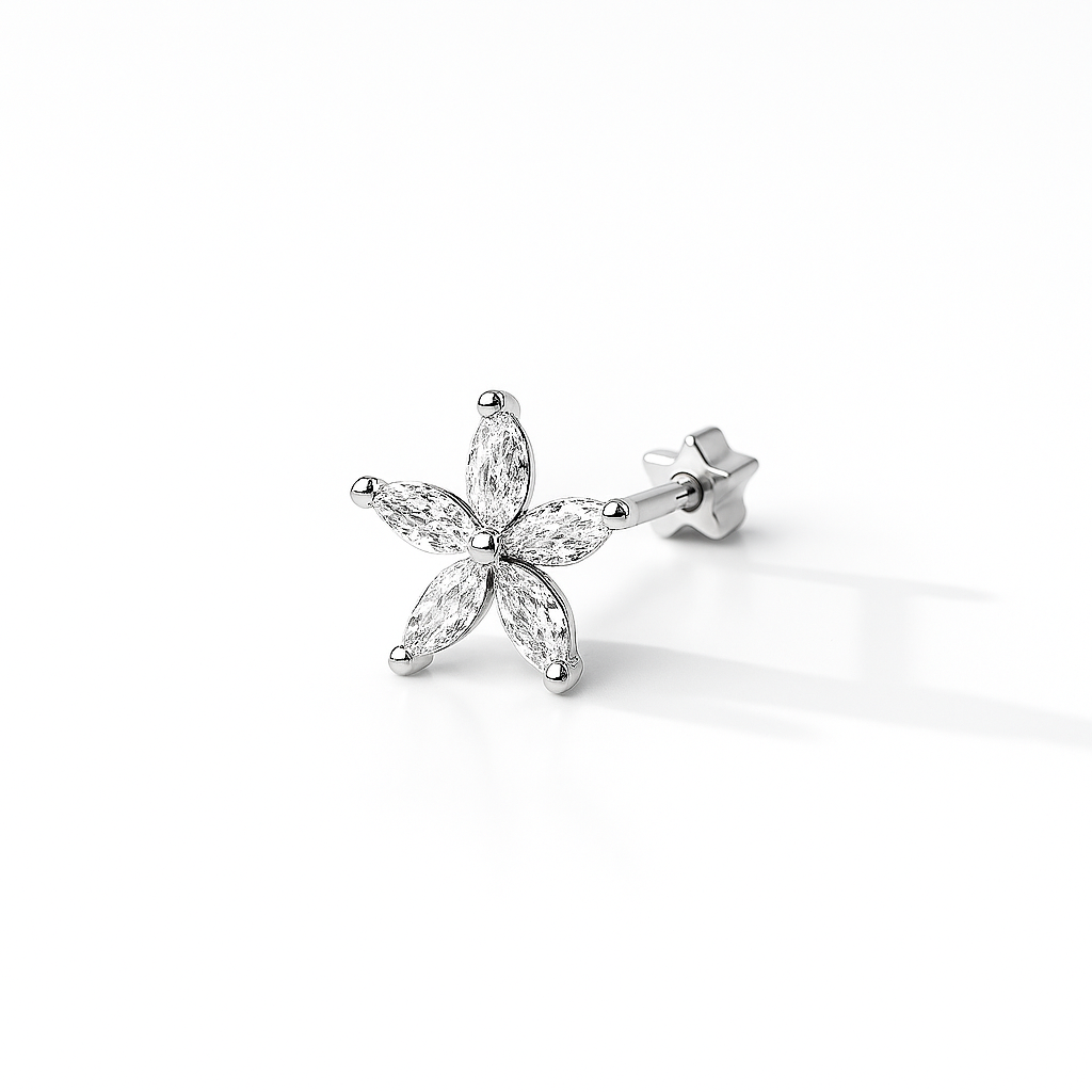 Single Piece Lotus Flower Flat-back Earring