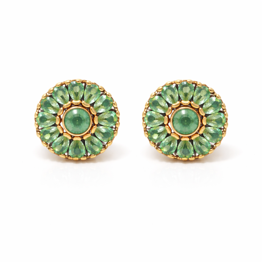 Green Flower Studs