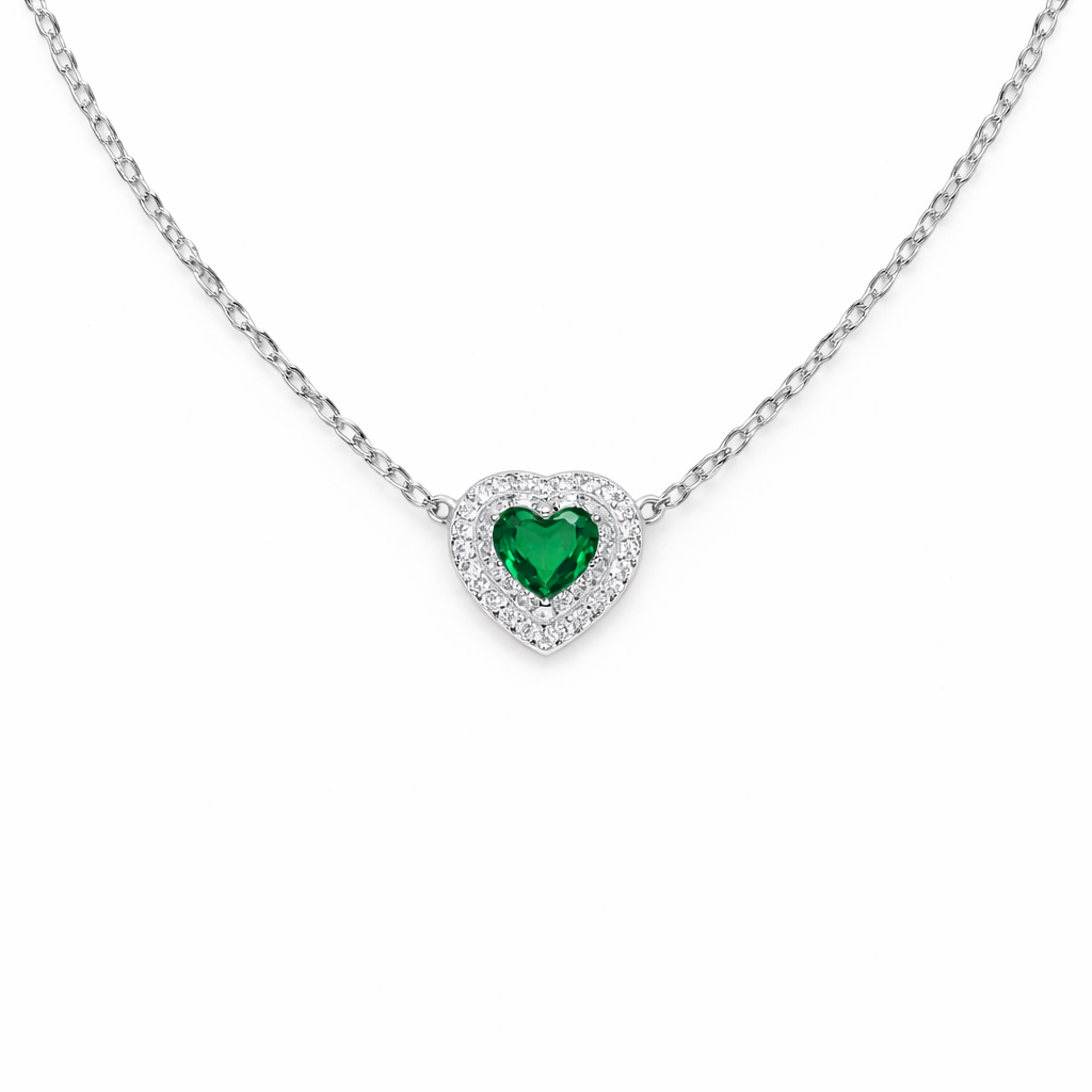 Emerald Sparkle Heart Necklace