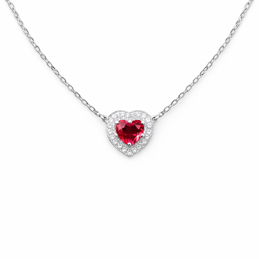 Rose Sparkle Heart Necklace