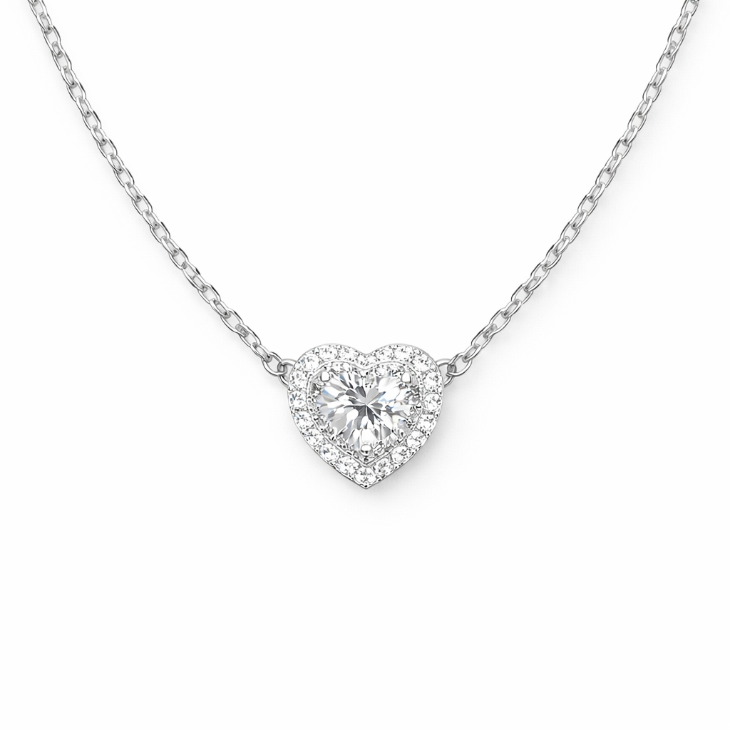 Plain Sparkle Heart Necklace