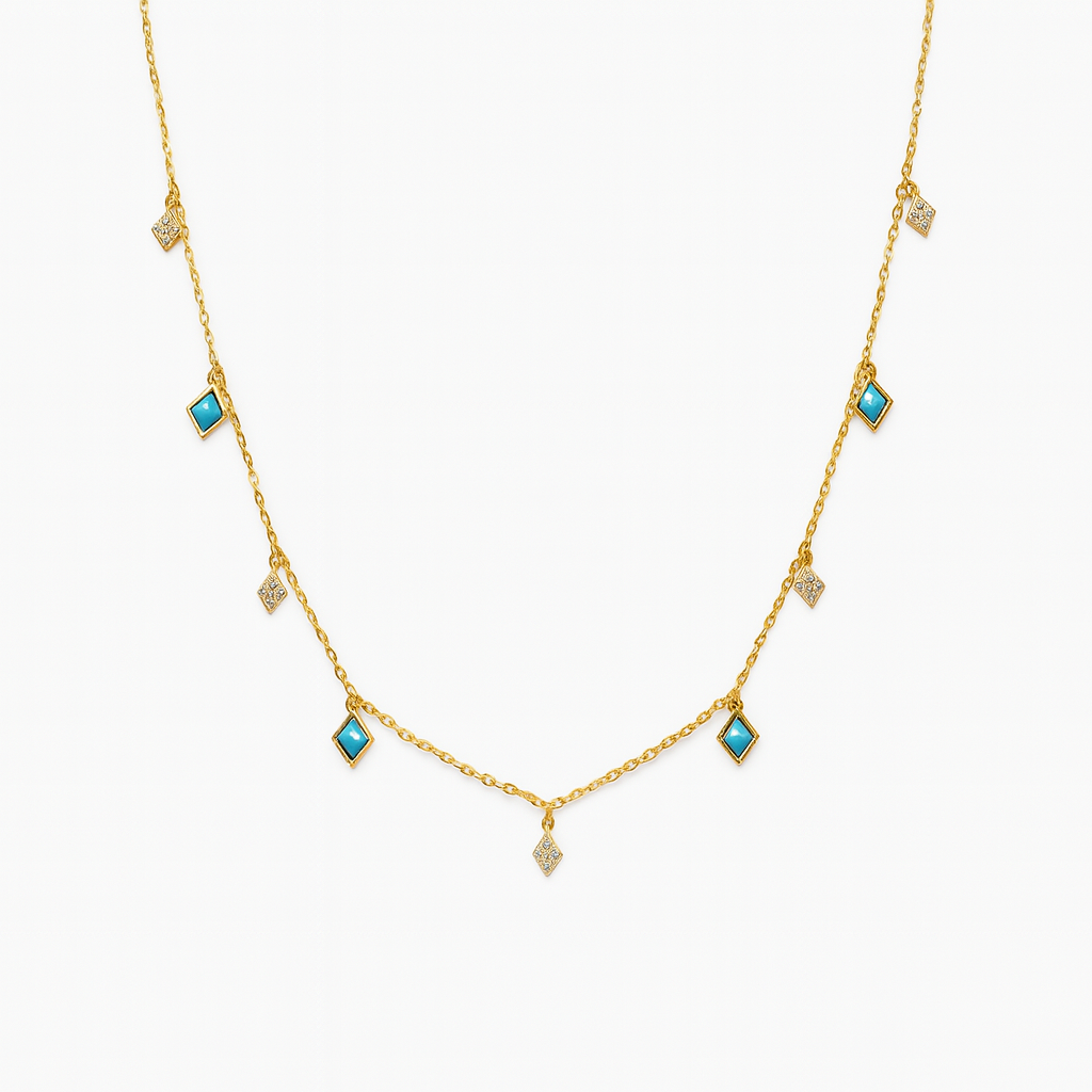 Diamond Turquoise Drops Necklace