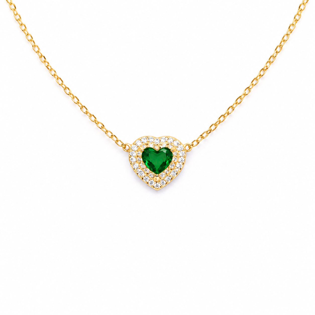 Emerald Sparkle Heart Necklace