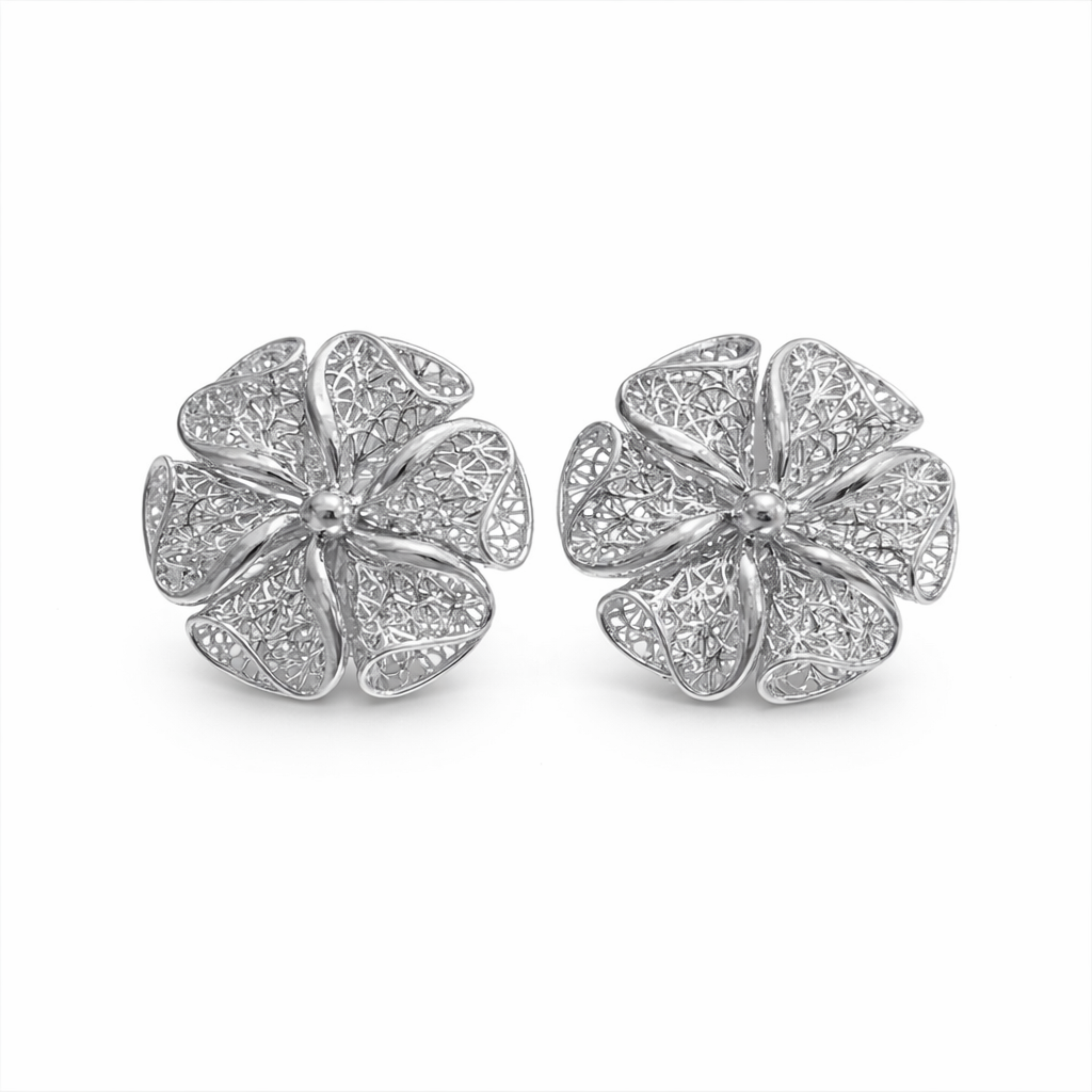 Silver Vintage Flower Earrings