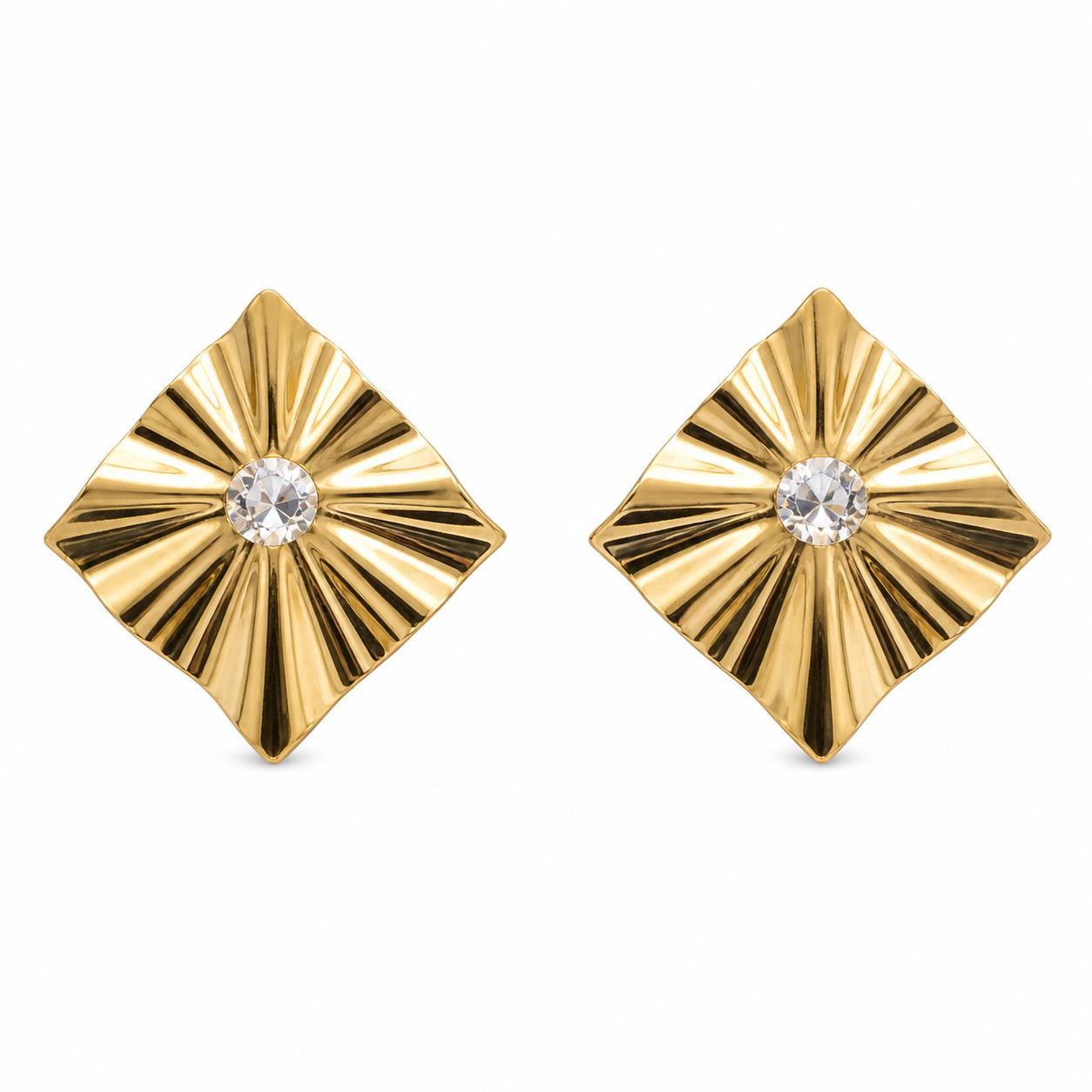 Metallic Golden Ruffle Earrings