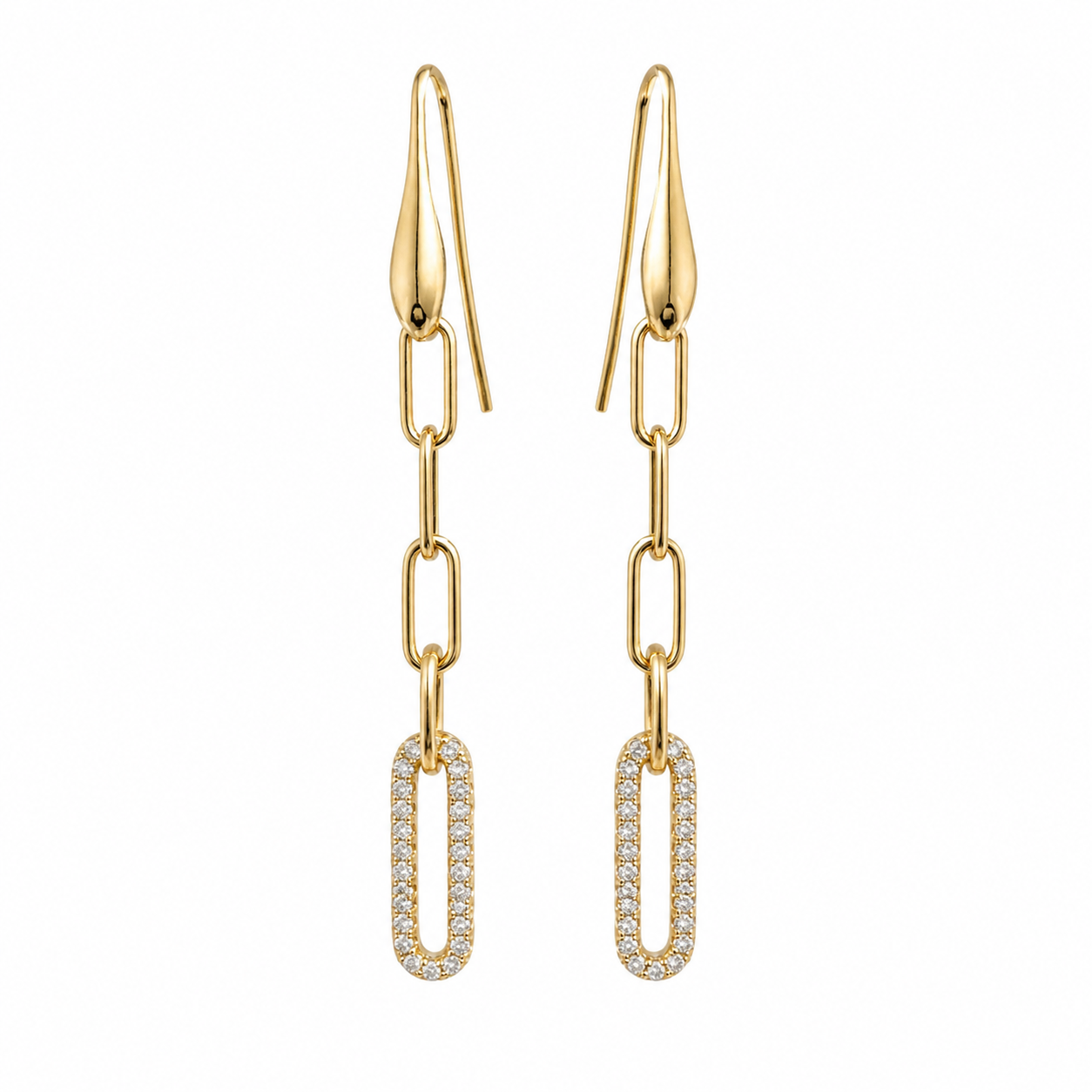 Dangling Chain Earrings With Zircon