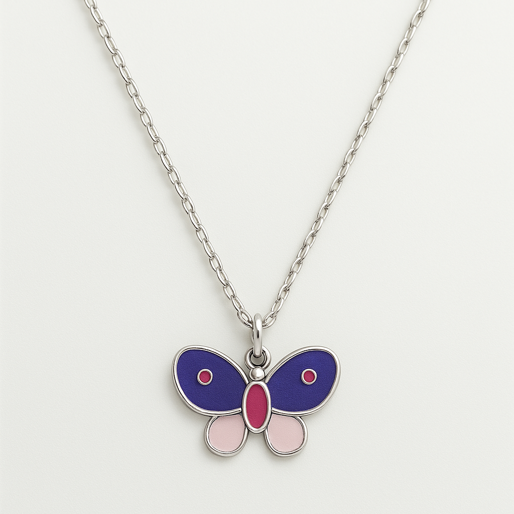 Colorful Purple Butterfly Necklace