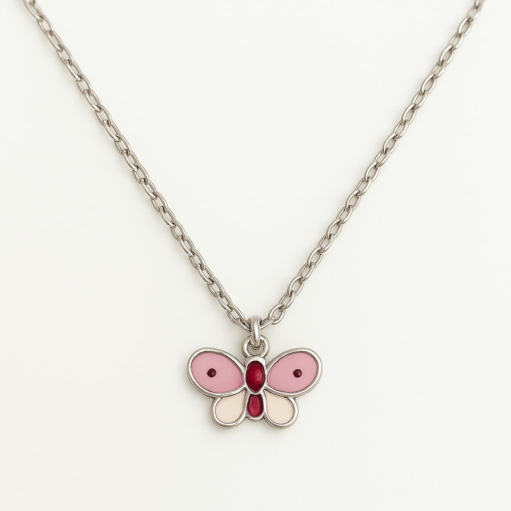 Colorful Pink Butterfly Necklace