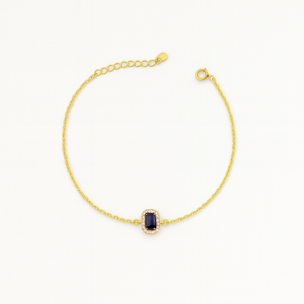 Simple Zircon Rectangle Bracelet In Gold