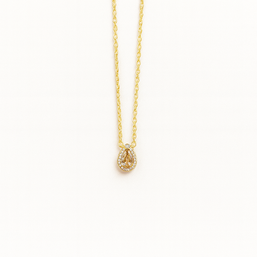 Simple Zircon Teardrop Necklace In Gold