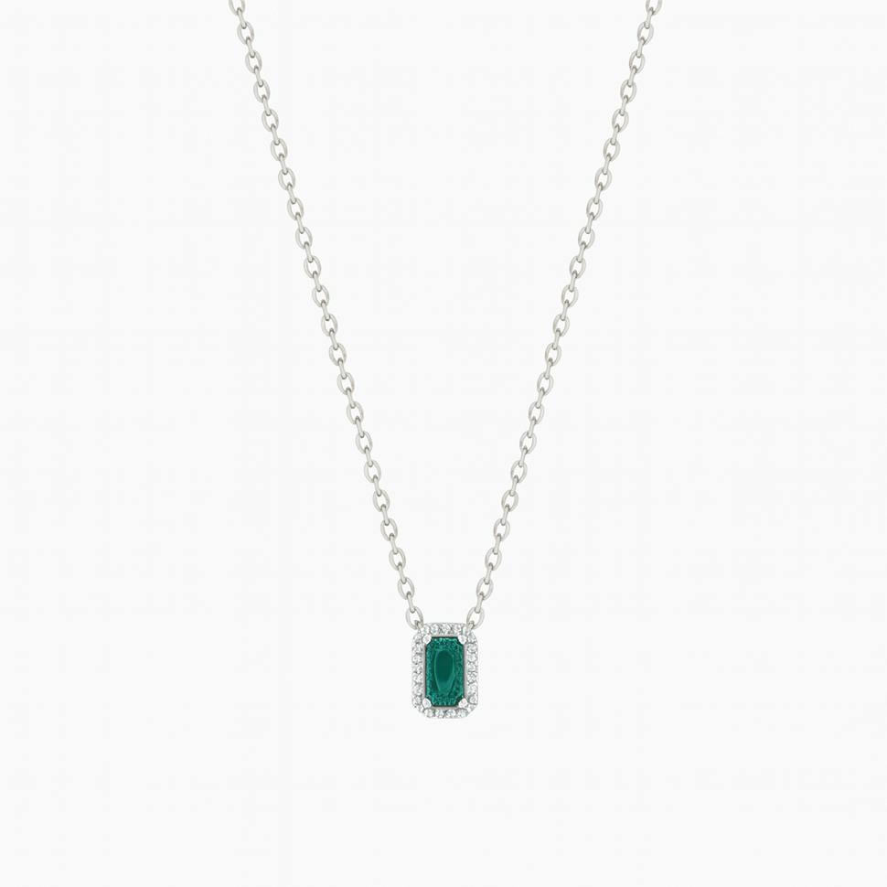 Simple Zircon Rectangle Necklace In Silver