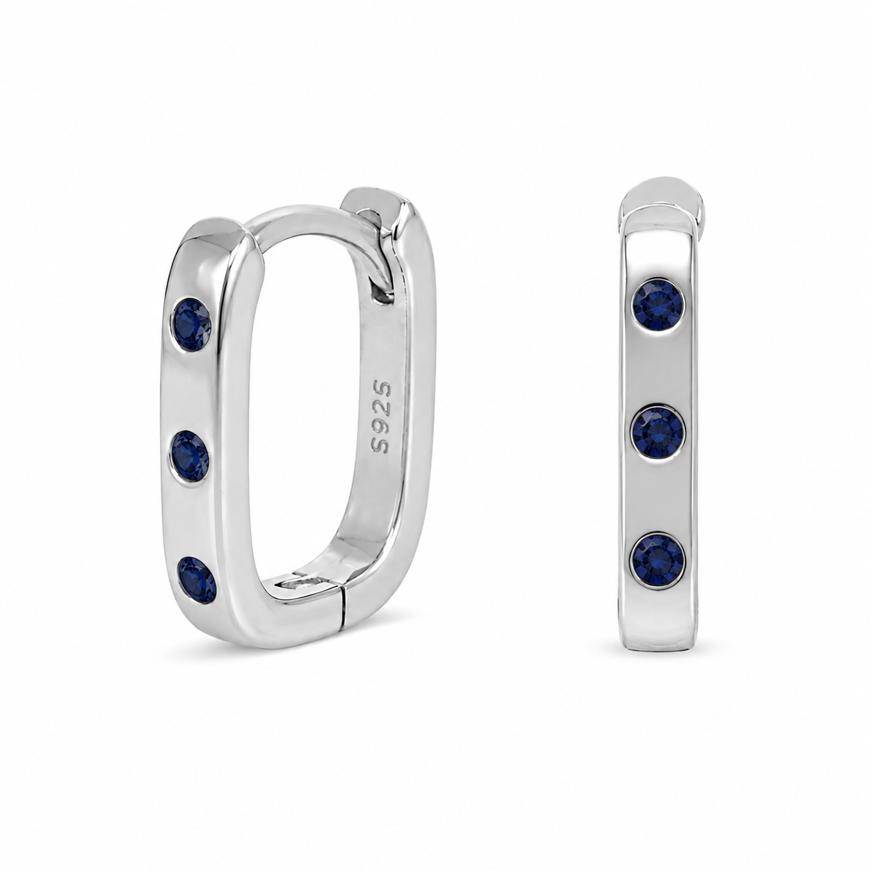 Tri-Zircon Rectangle Hoop