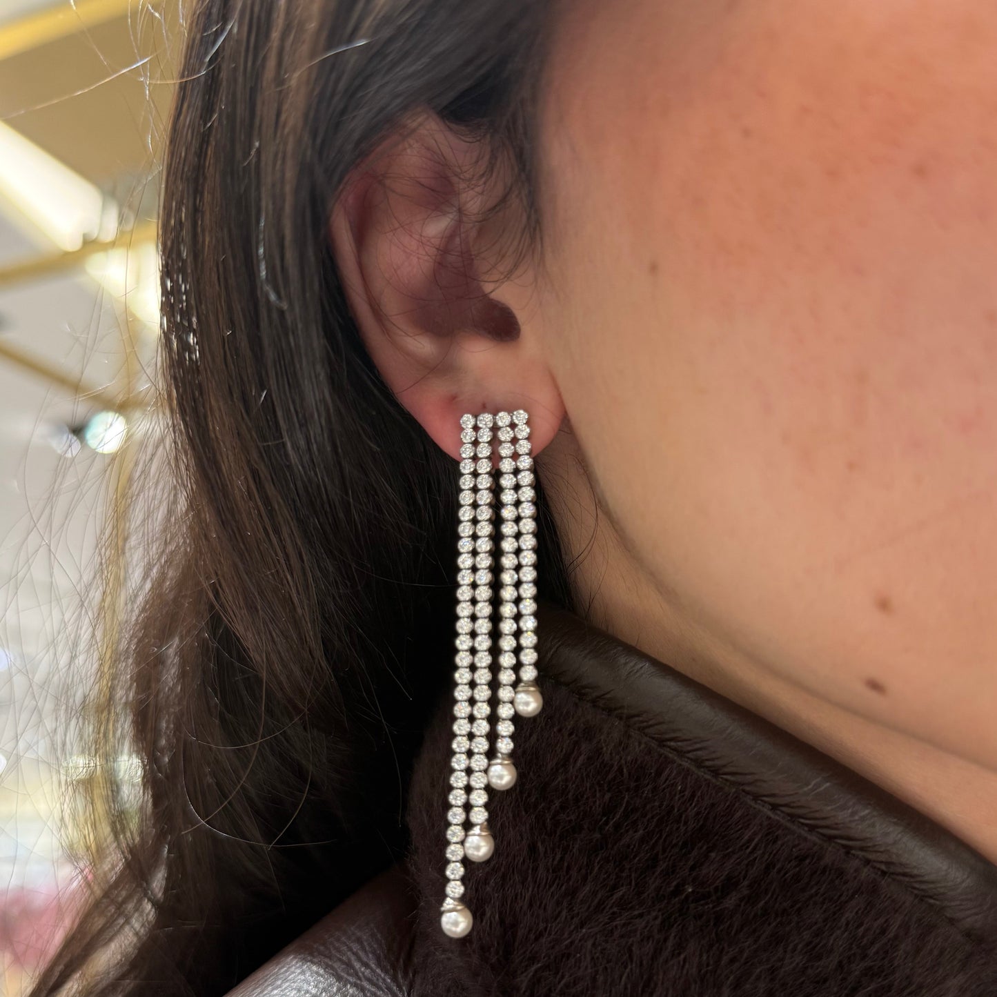 Tennis Pearl Earrings