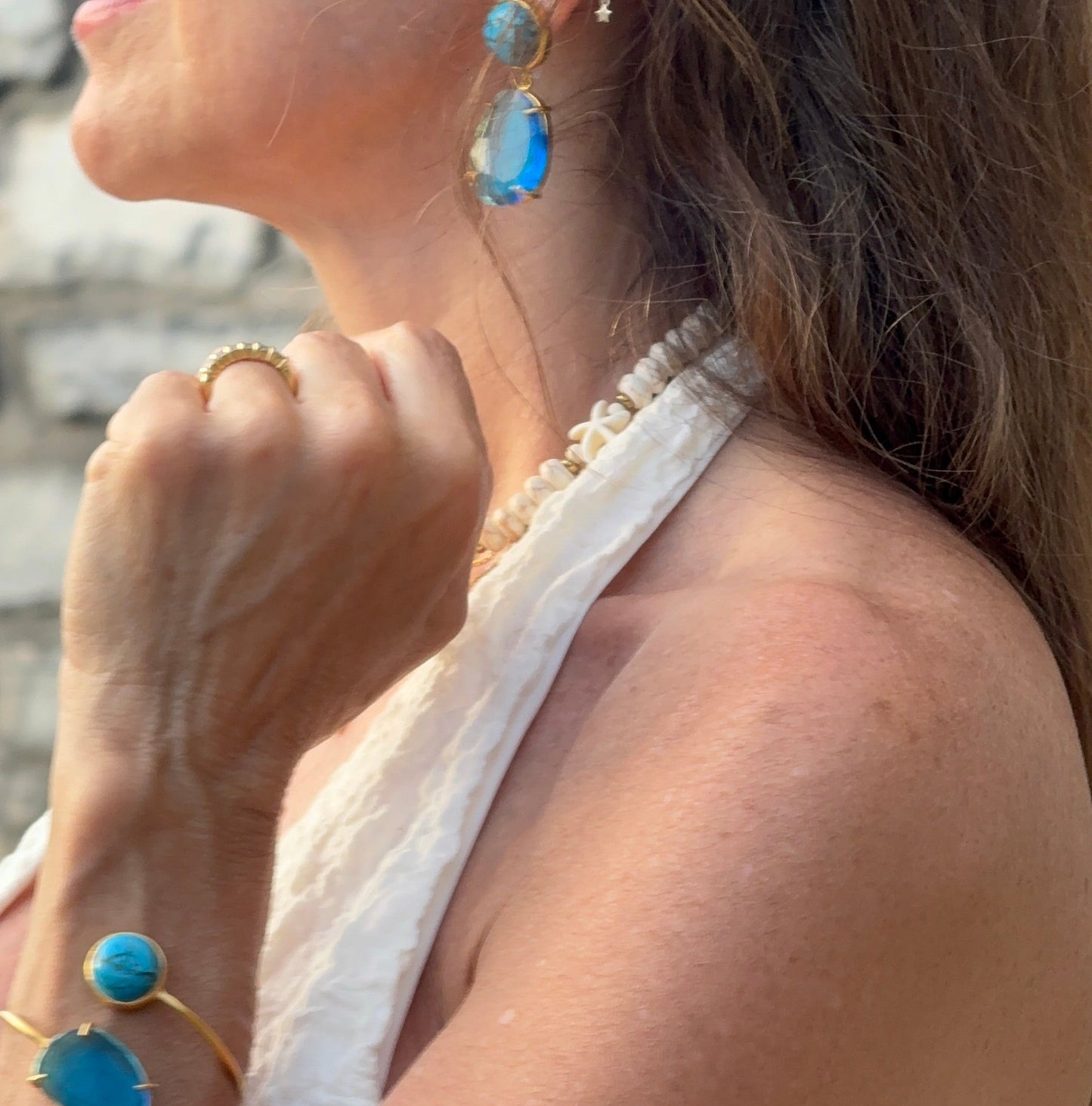 Turquoise & Aqua Stone Bangle