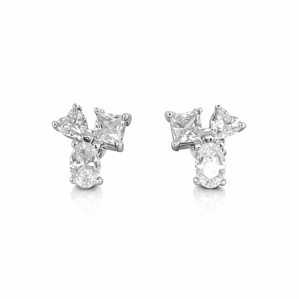 Triple Shape Zircon Earrings