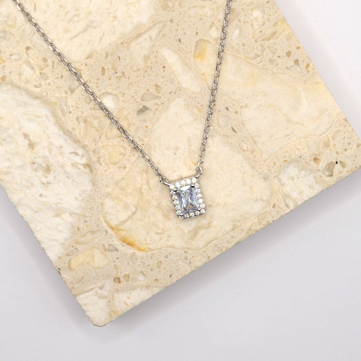 Emerald Cut Zircon Necklace