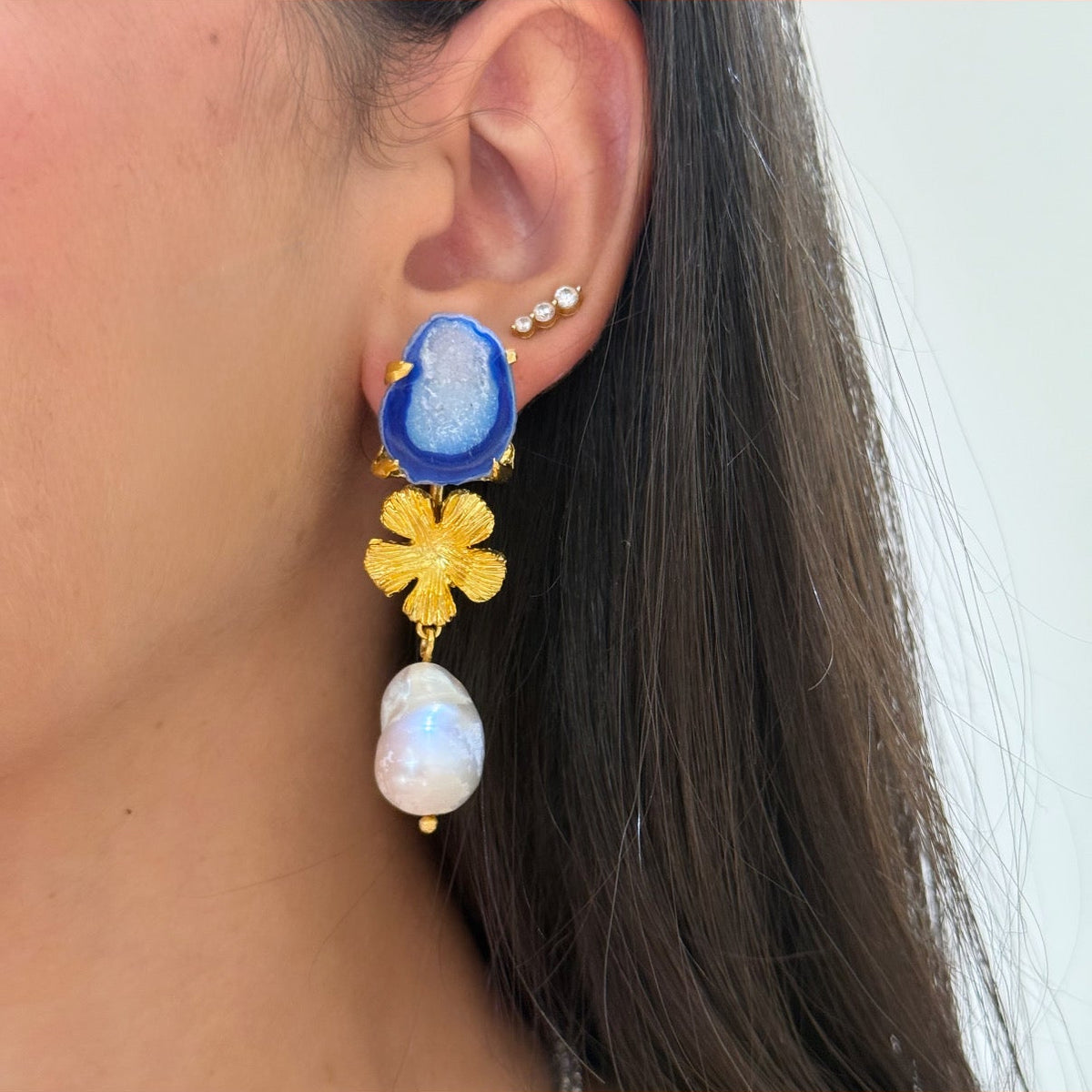 Sparkly Crystal Blue Earrings