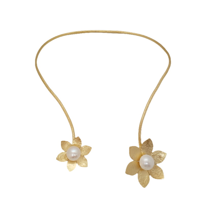 Vintage Flower with Pearl Necklace