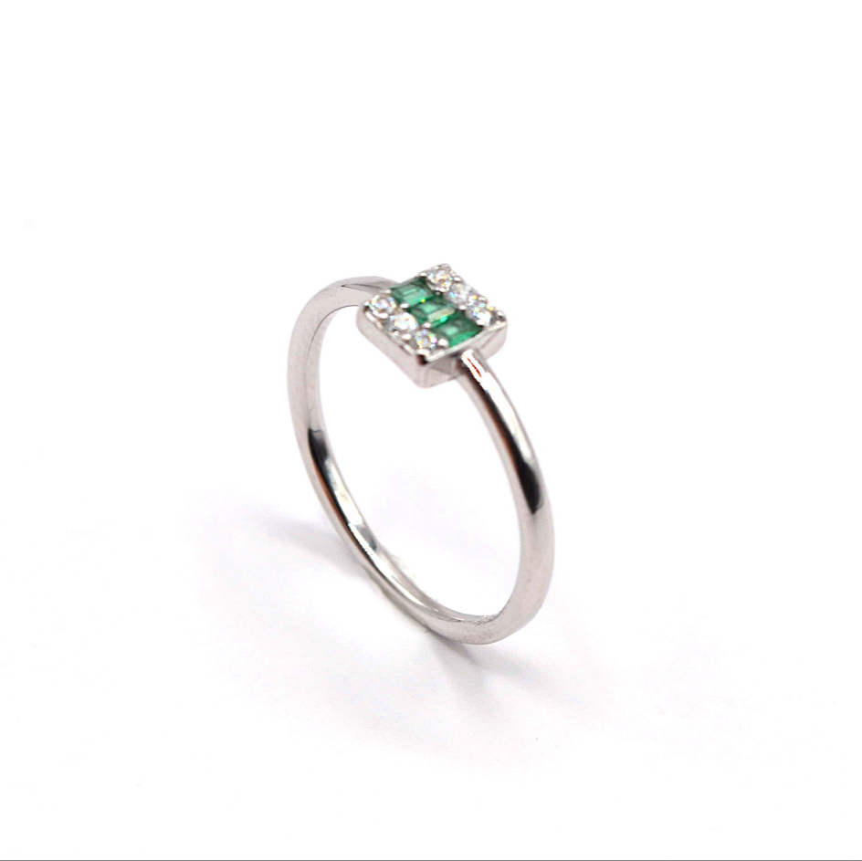 Simple Square Green Ring
