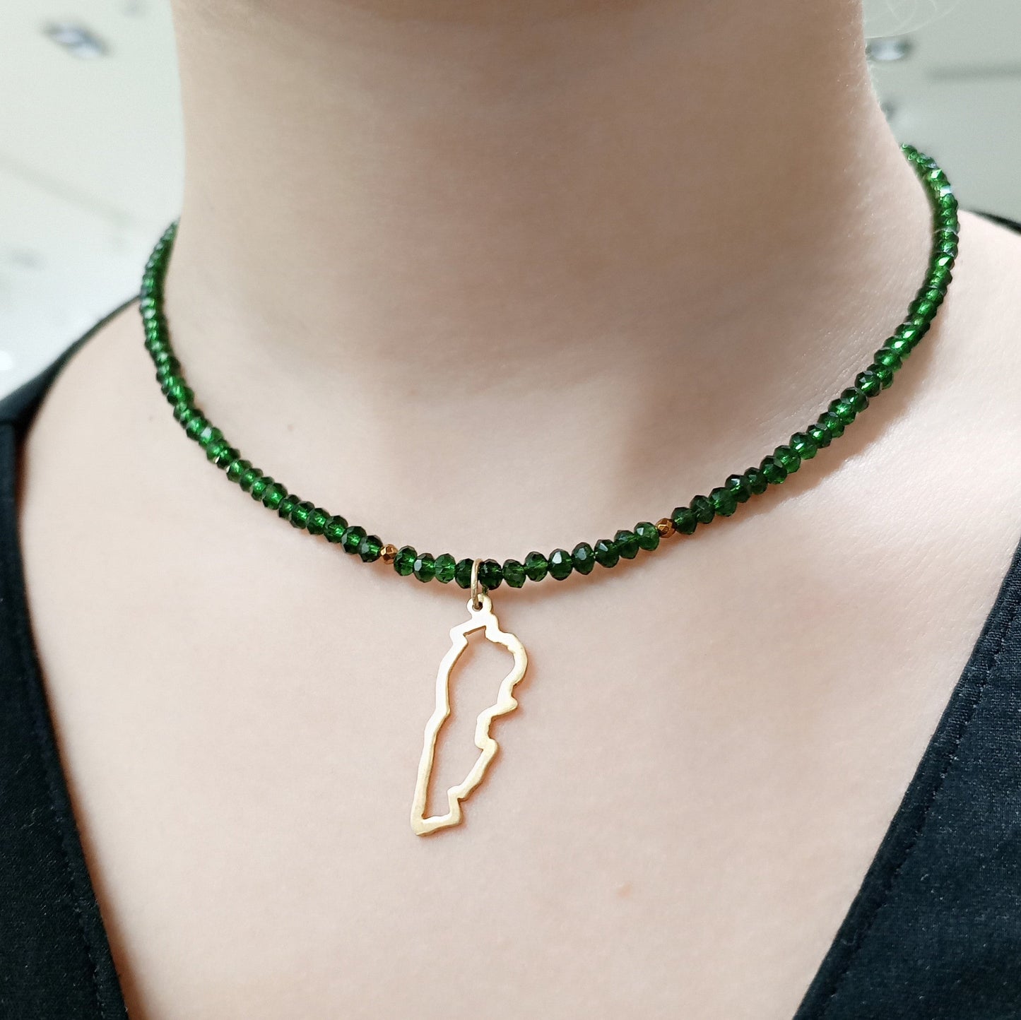 Map of Lebanon Crystal Necklace