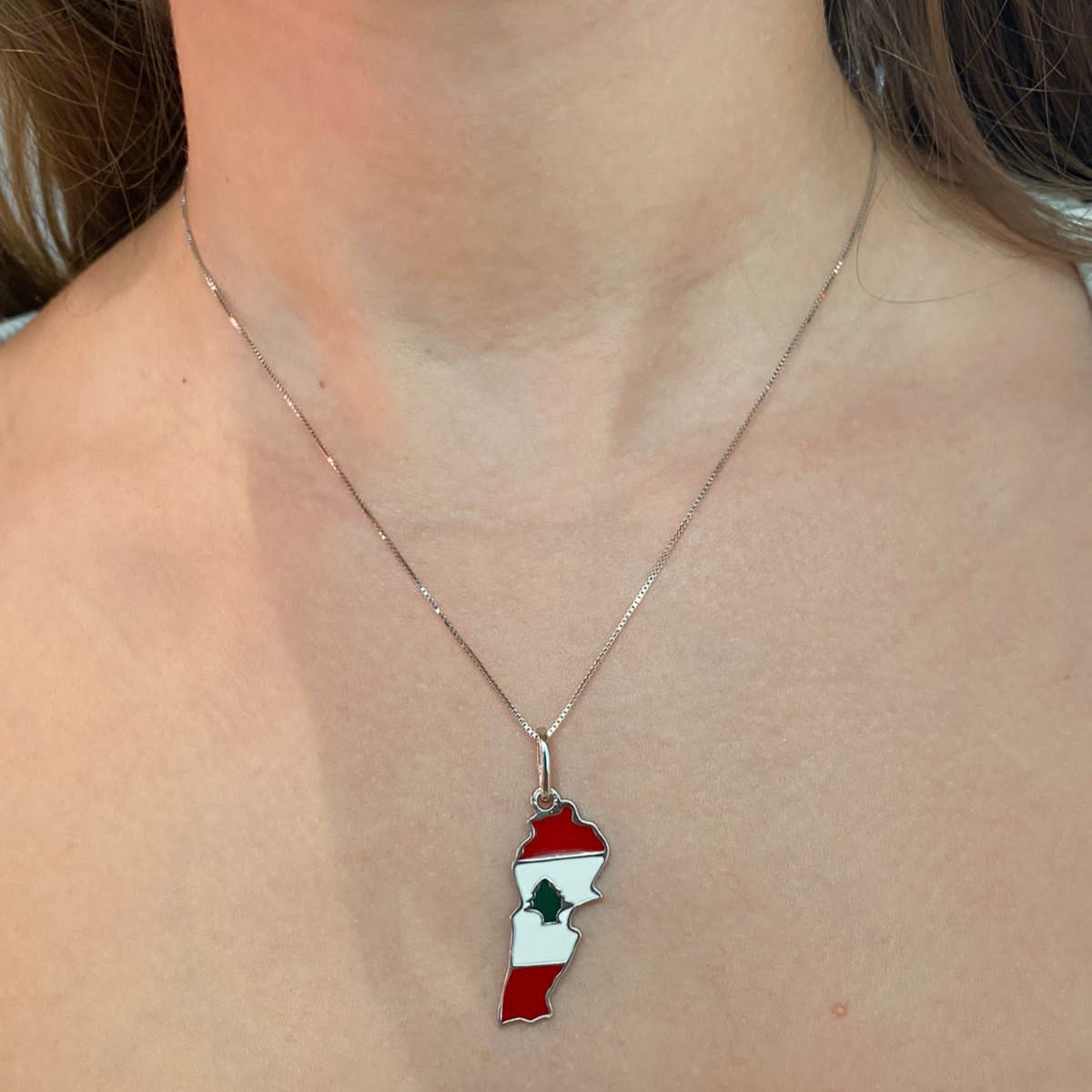 Lebanon Emaille Map Necklace