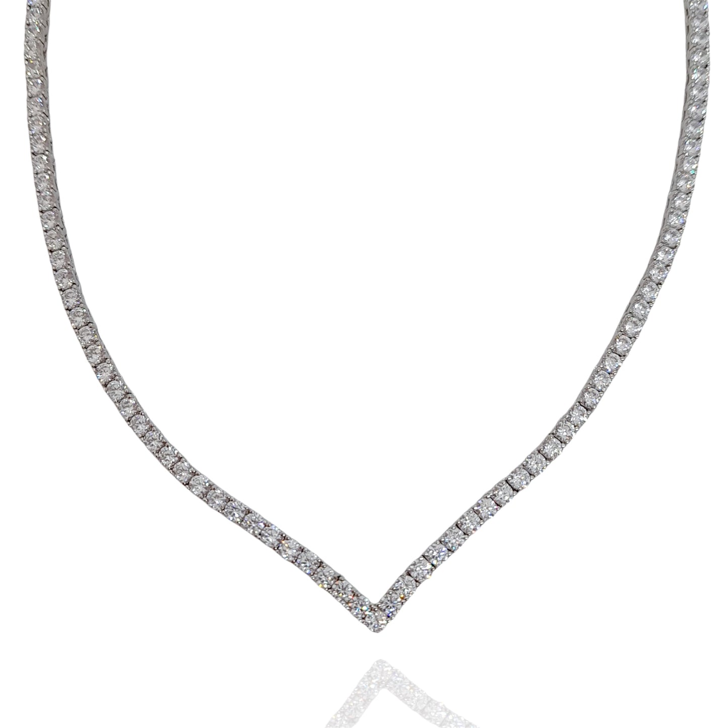 Classy V-Line Tennis Necklace