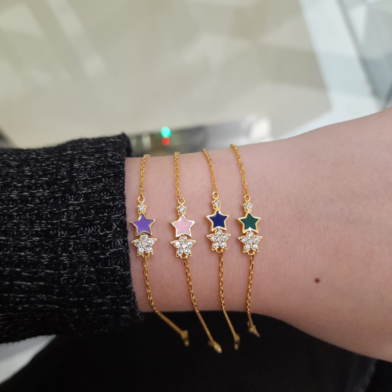 Emaille & Zircon Stars Bracelet