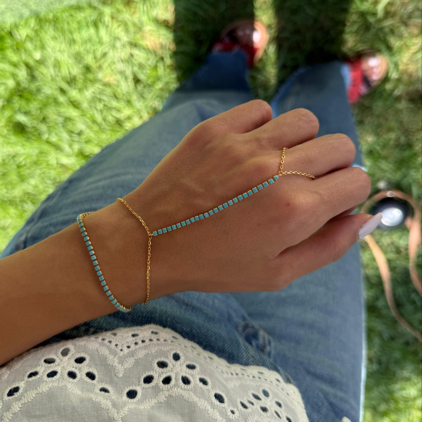 Turquoise Tennis Hand chain