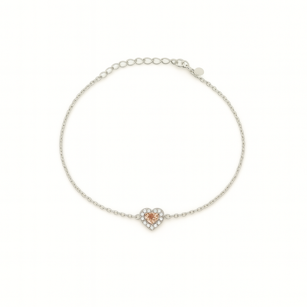 Simple Zircon Heart Bracelet In Silver