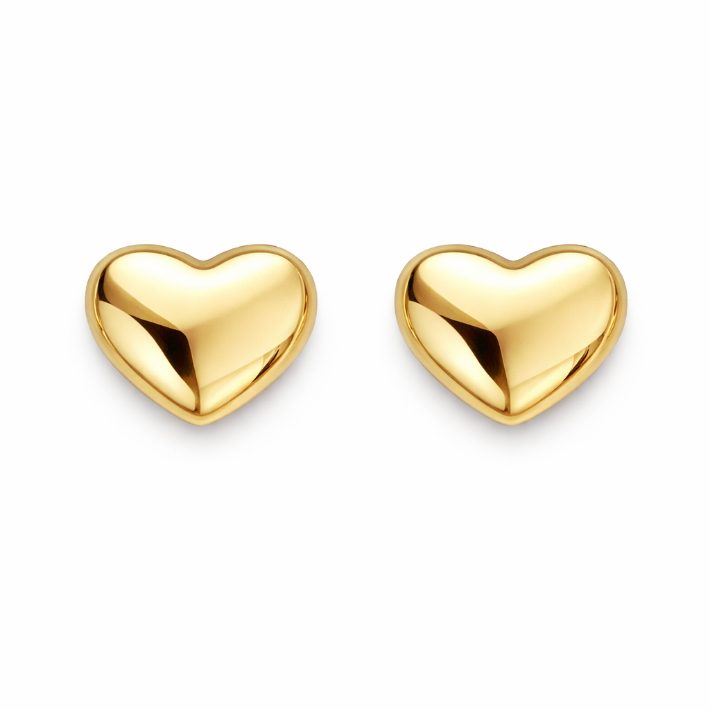 Shiny Gold Heart Earrings
