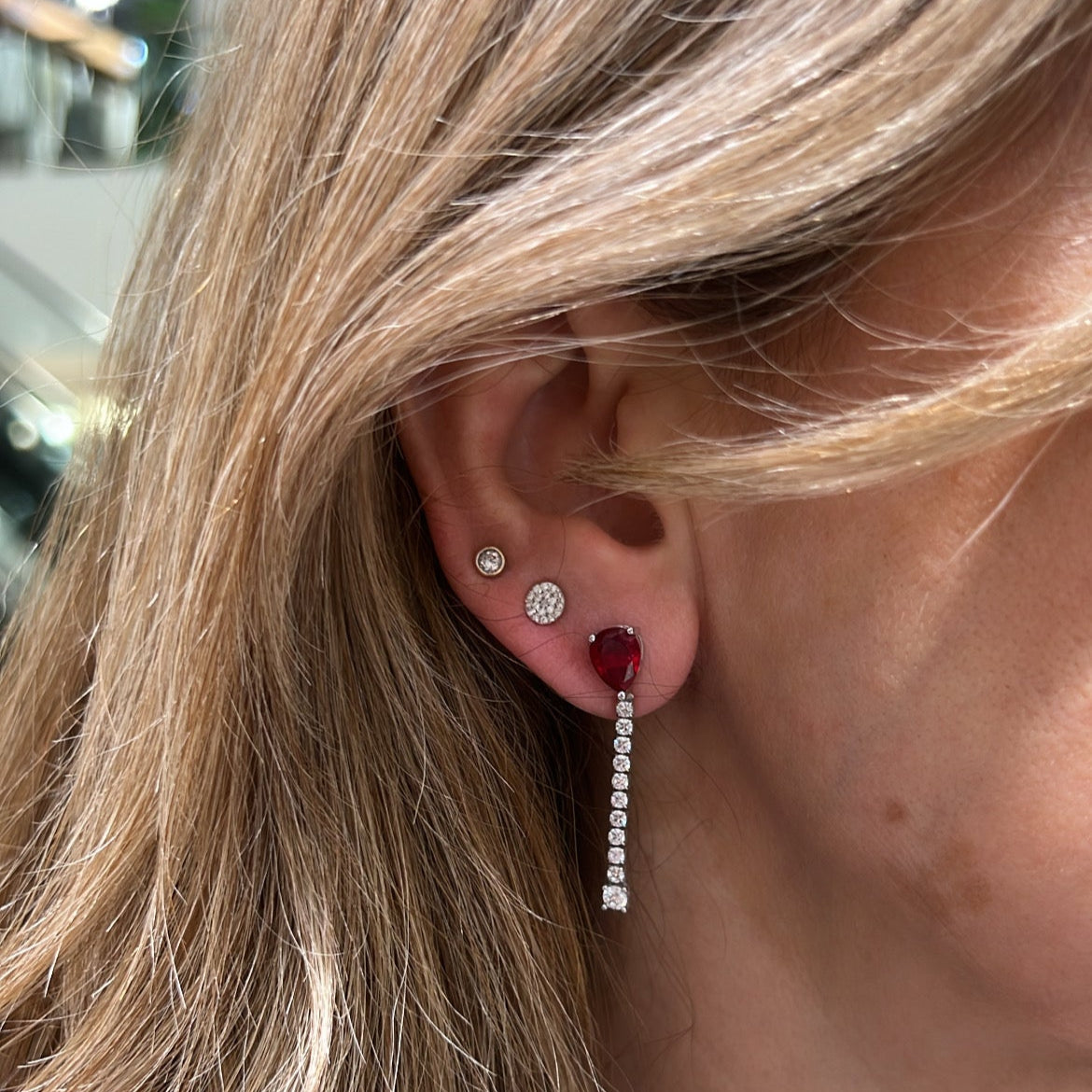 Ruby Red Zircon Dangle Earrings