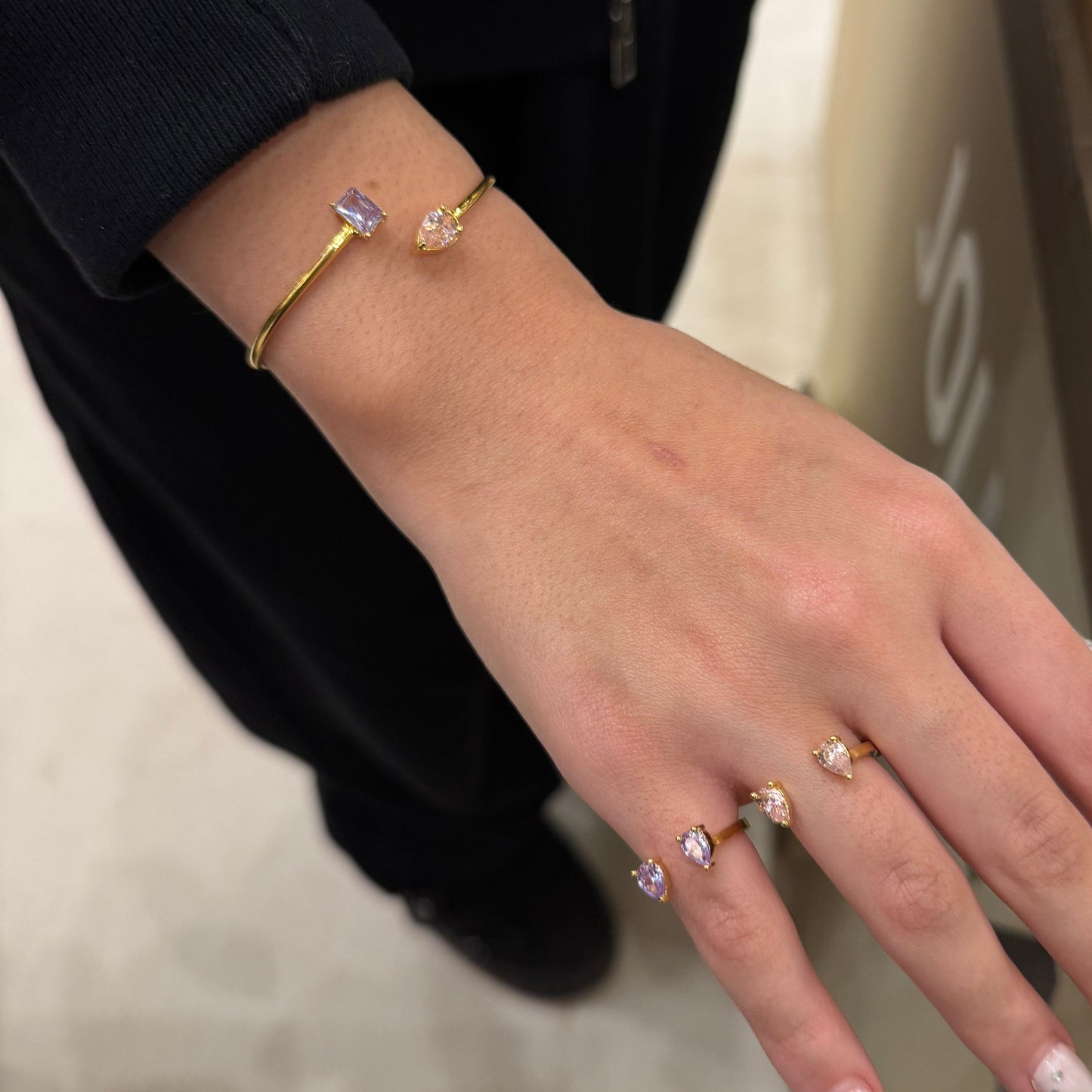 Thin Double-stone Bangle