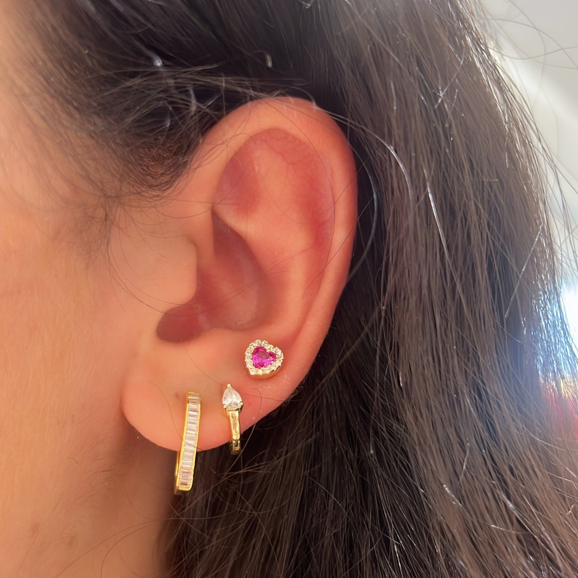 Small Pink Heart Earrings