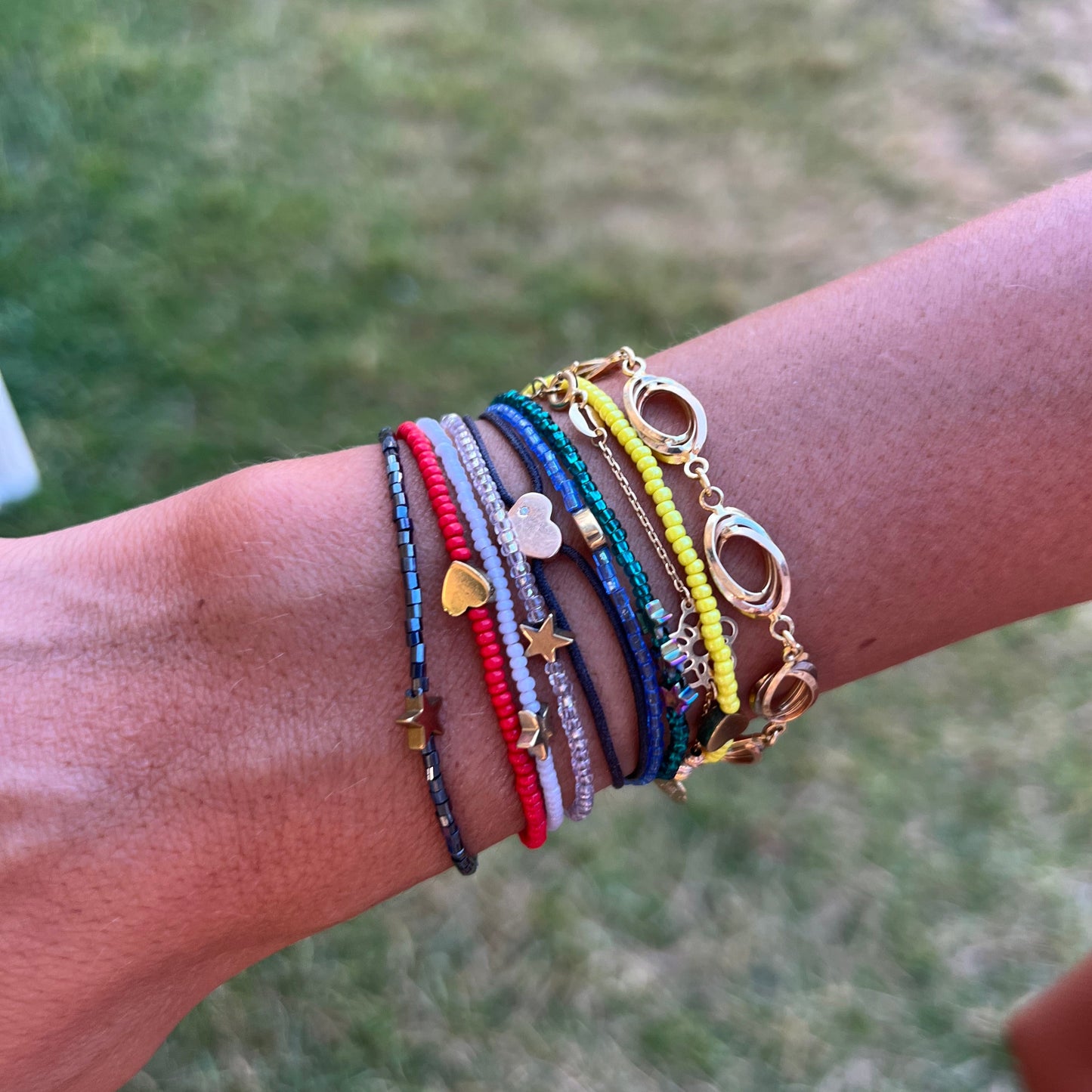 Beaded Hematite Heart Bracelet