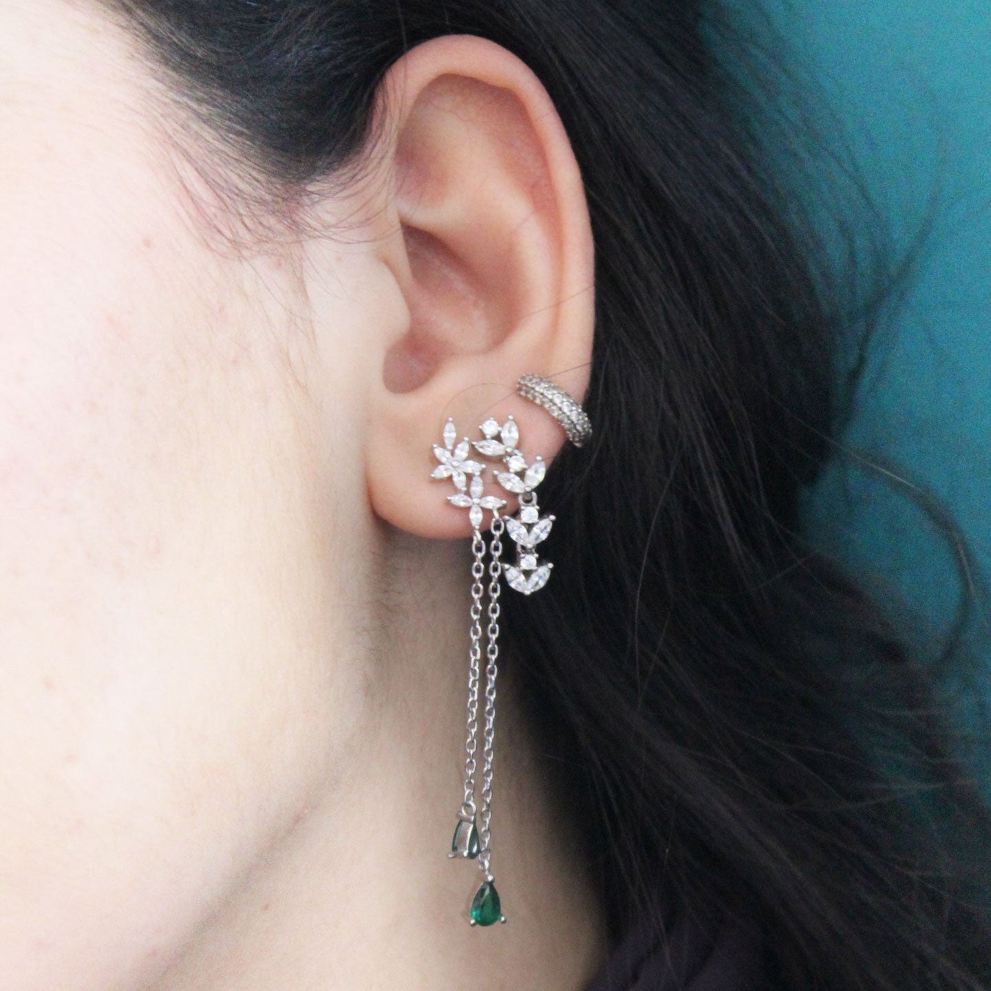 Ivy Earrings in Emerald