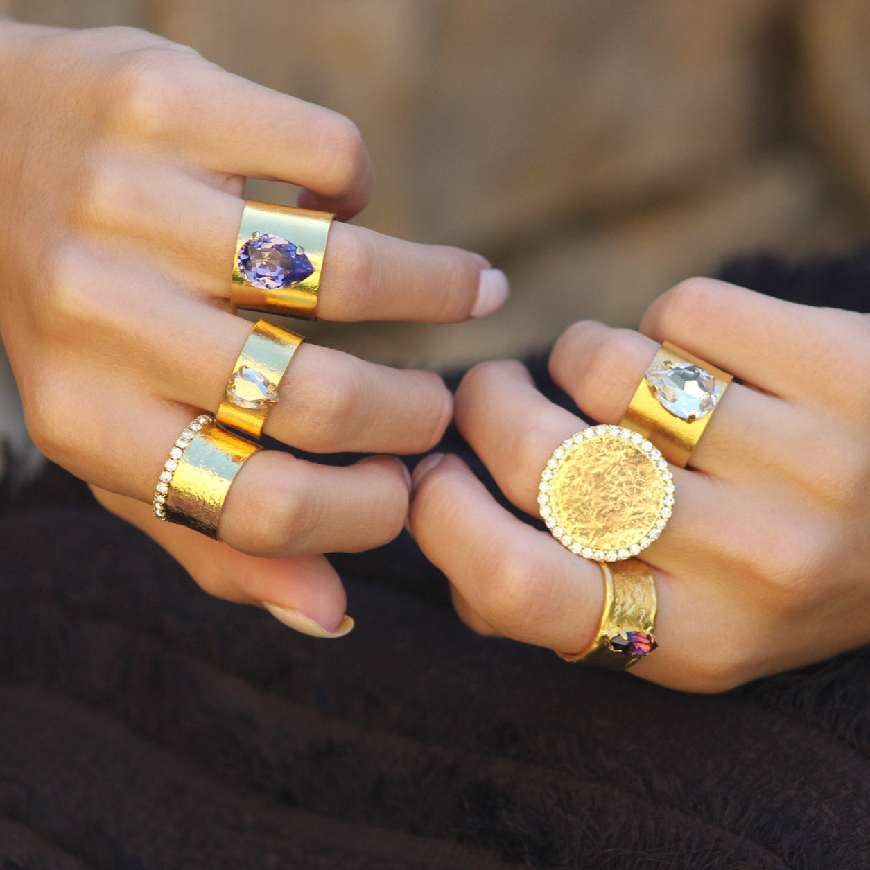 Small Champagne Teardrop Ring