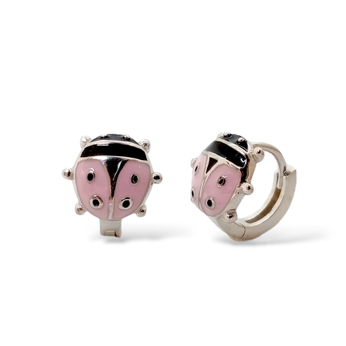 Pink Ladybug Hoops