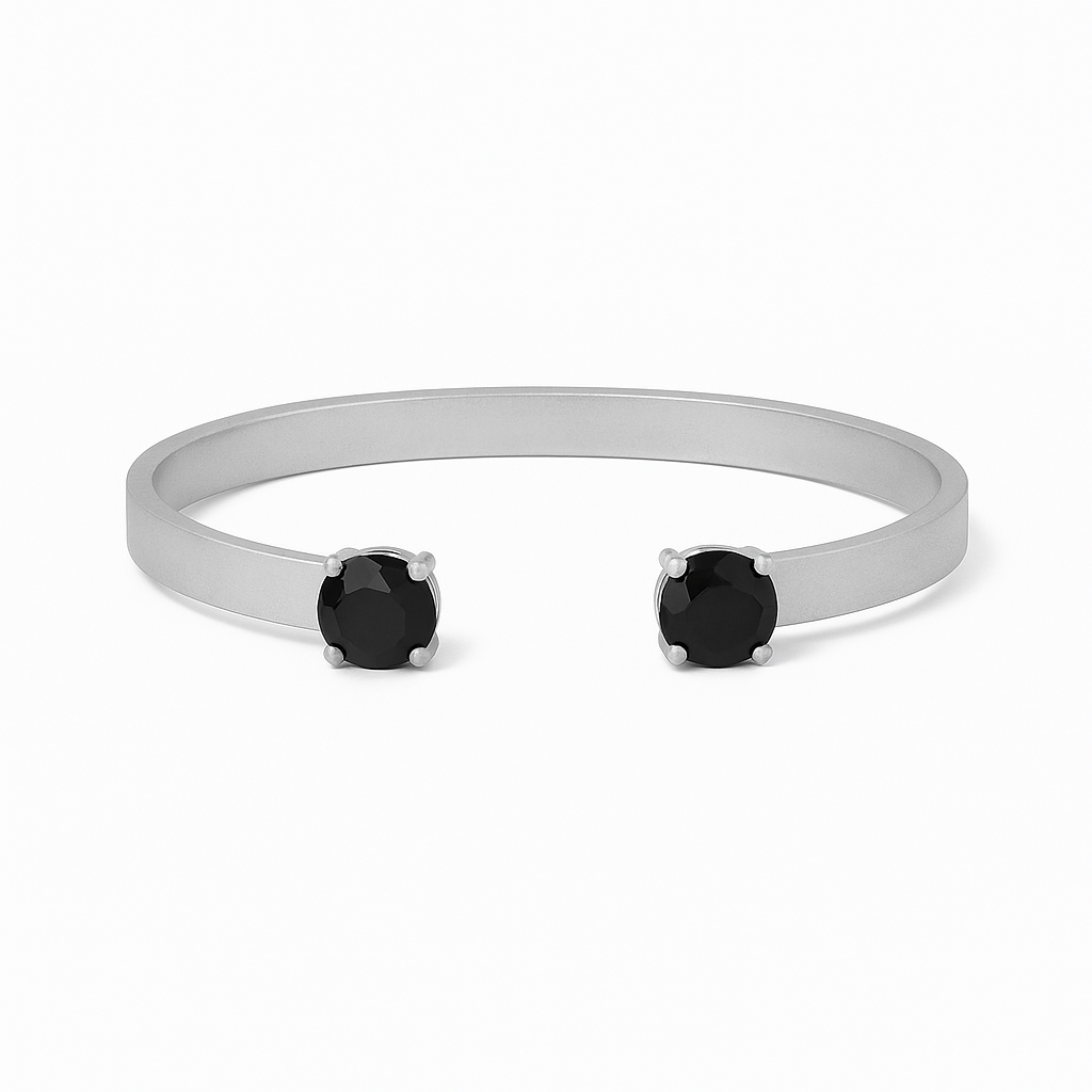 Black Round Stone Swarovski bangle