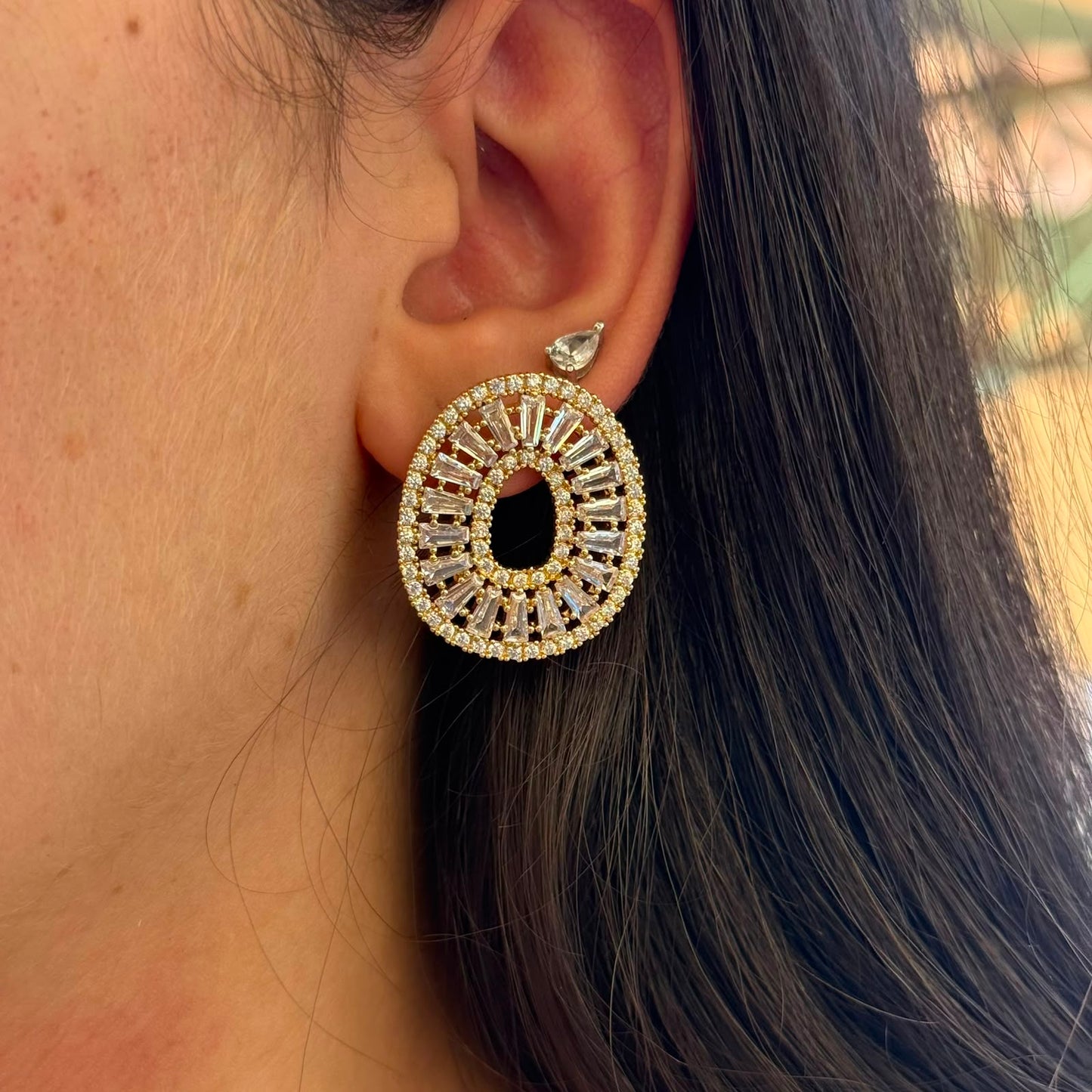 Rounded Zircon Earrings