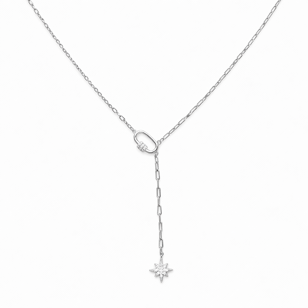 Silver Star Dangly Chain Necklace