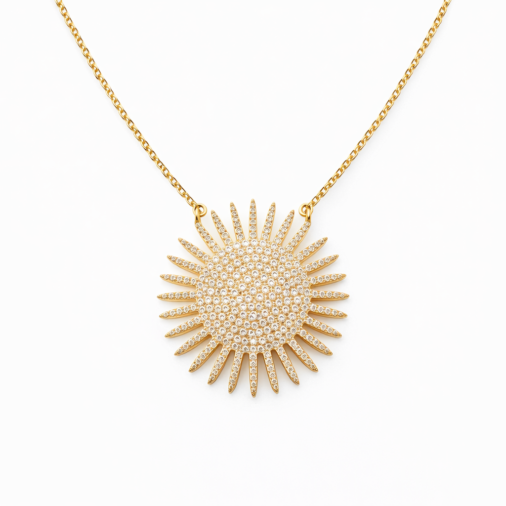 Big Zircon Sun Necklace