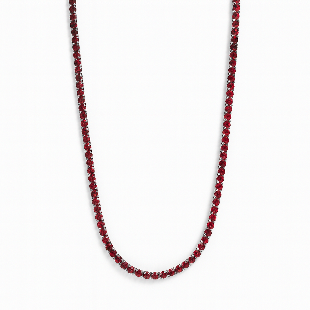 Thin Red Tennis Necklace