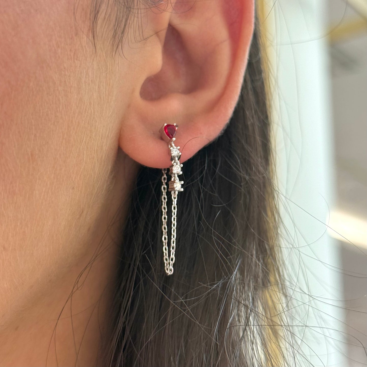 Teardrop Zircon Chain Earrings